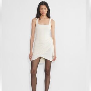ARITZIA Saturn Mini Cream Dress Drapey mini wrap dress Wilfred Sleeveless XL NWT